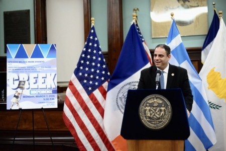 Councilman Costa Constantinides at the NYC Council Greek Independence Day celebration -- credit Madeleine Ball for the NYC Council