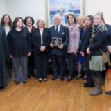 Prof Demosthenes Triantafillou with award, Father Christos L. Pappas, protopresbyter of the Ascension Greek Orthodox Church of Fairview, New Jersey with parish members and Greek Teachers Association “Prometheus”.