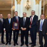 PSEKA Deputy Assistant Secretary of State for European and Eurasian Affairs Jonathan Cohen receives the Frizis Award with leaders of (L to R) POMAK, AHEPA, PSEKA, AHI, US-Cyprus Chamber, HANC, CEH