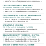 Crozer Keystone Breast Cancer awareness event times and dates