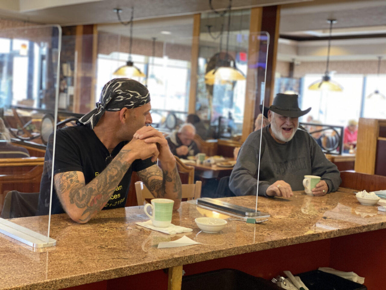 Greek-American restauranteur’s countertop partitions offer social distancing solution