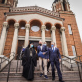 Gov Cox exiting Holy Trinity G.O. Cathedral