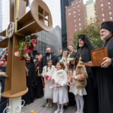 His All-Holiness watches as the Cross that adorns St. Nicholas Greek Orthodox Church