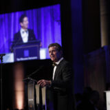 Alex Gorsky, Chairman of the Board and CEO of Johnson & Johnson, offers remarks to The Hellenic Initiative Gala attendees.