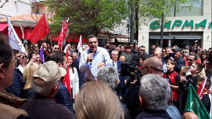Tsipras reiterates his call for one-on-one televised debate with prime minister, speaking at Grevena