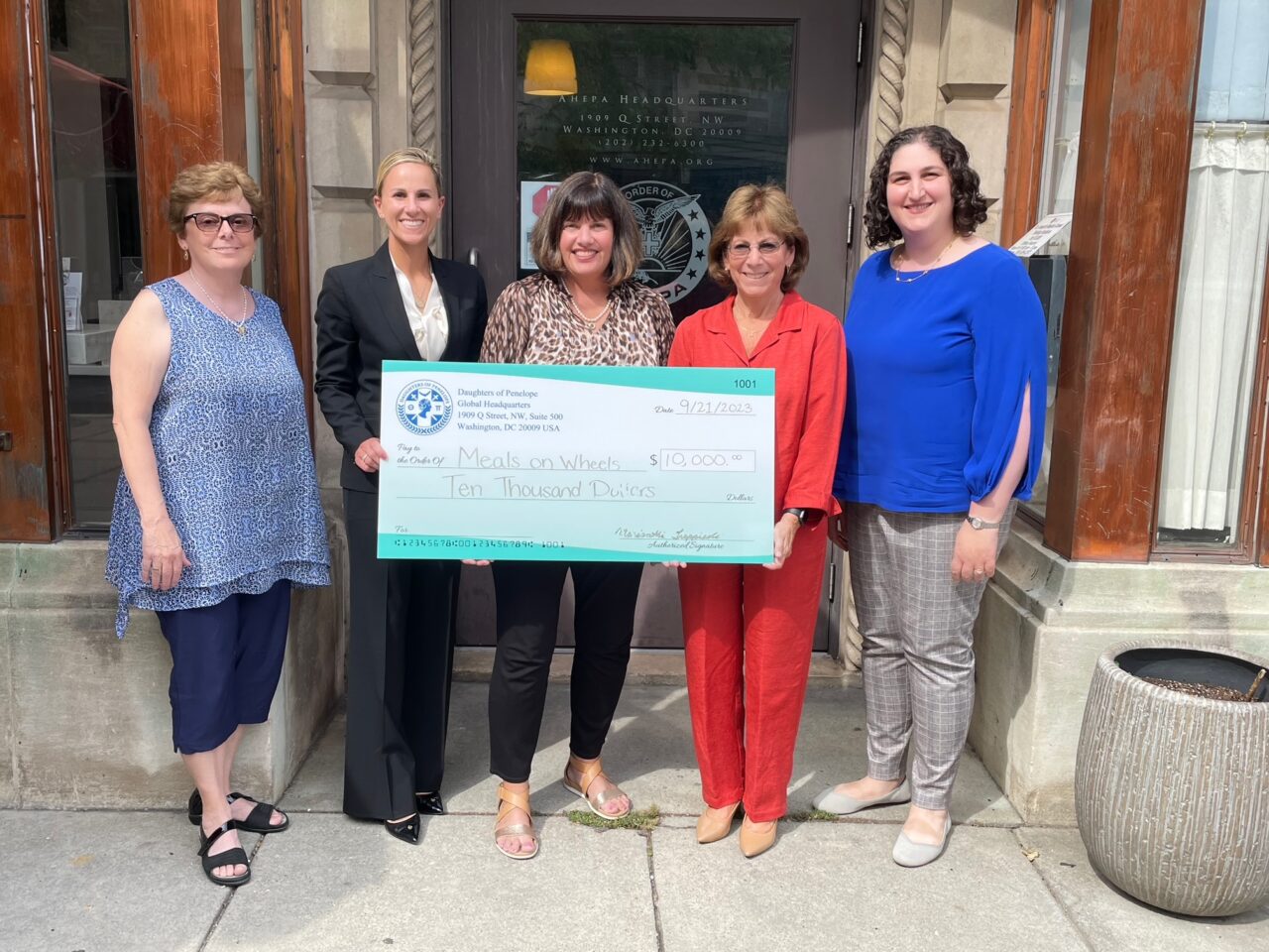 Daughters of Penelope Donates $10,000 to Meals on Wheels America