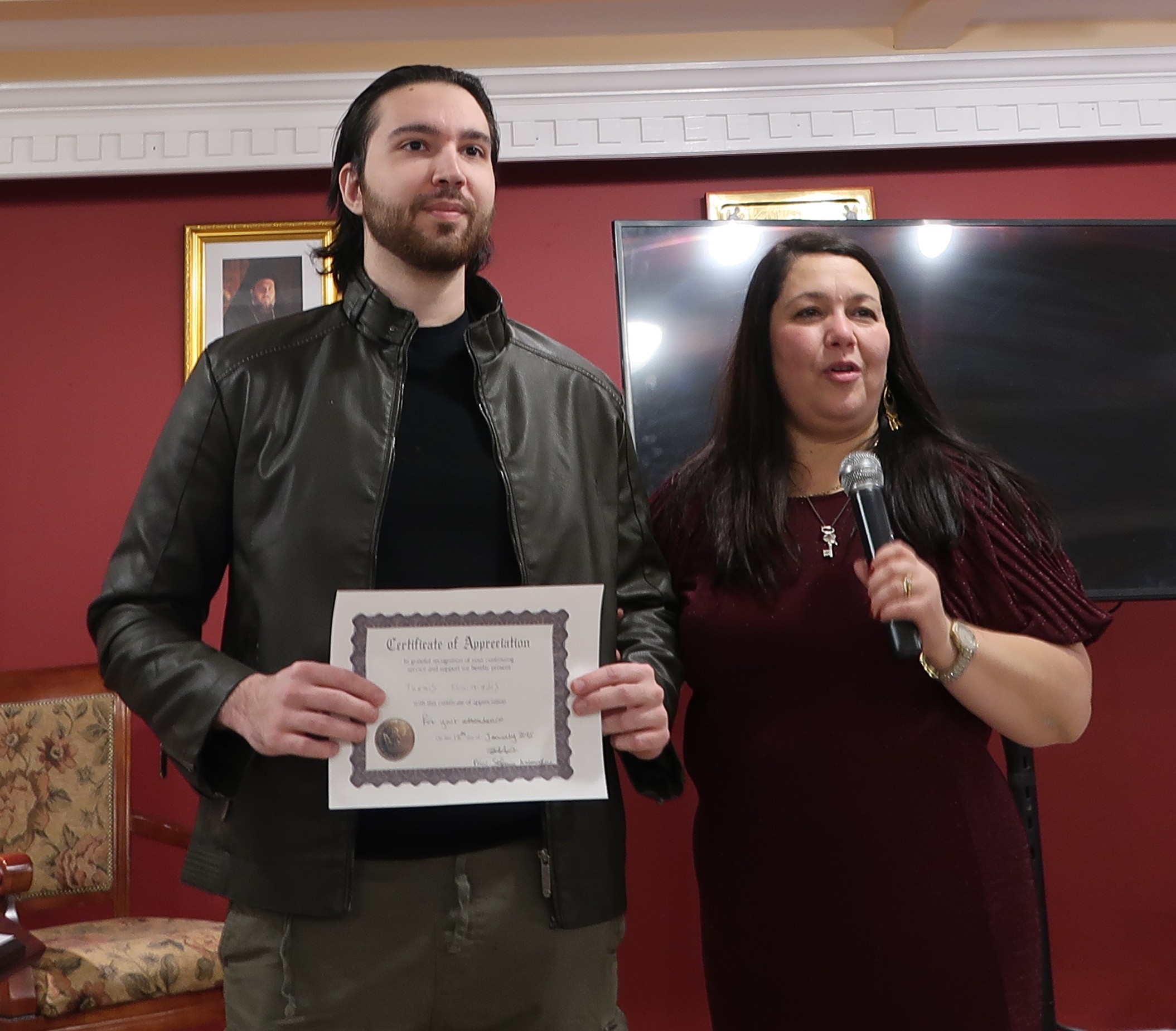 Honored alumnus (left) Themis Dimitriadis