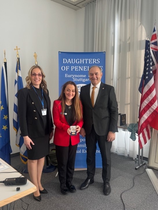 Grand President Margaret Dritsas, Region Governor of Europe & Australia Athanasia Vassiliadou, and AHEPA Supreme Region Governor 10 Konstantinos Varsamis
