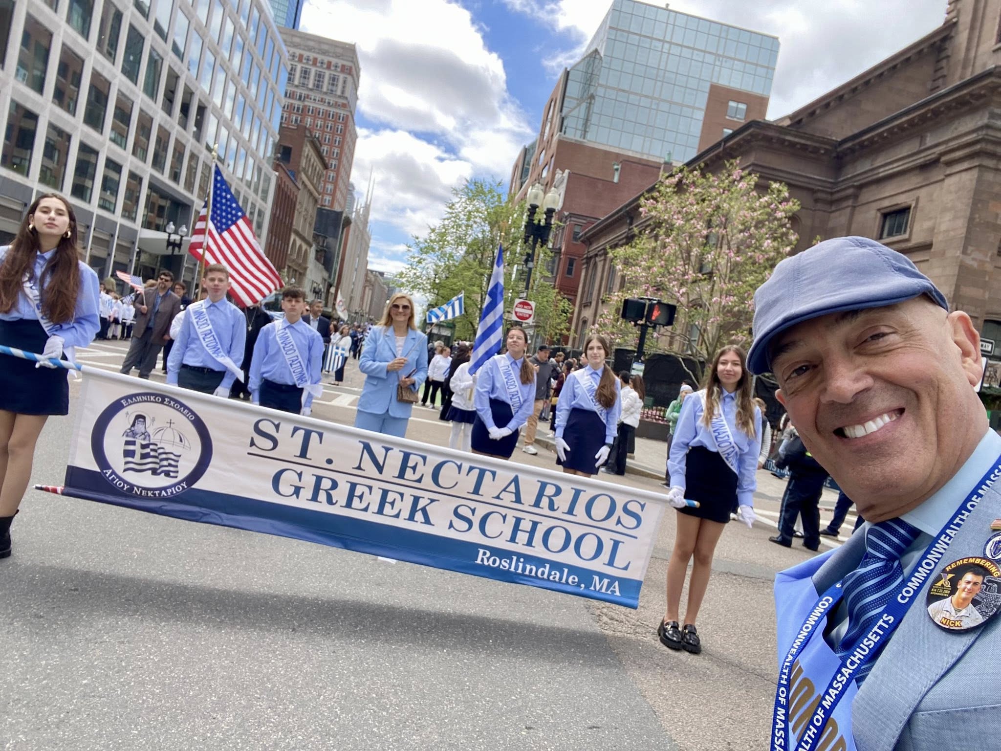 State Representative Steve Xiarhos serving as Honorary Grand Marshal at the 29th Annual Greek Independence Day Parade in Boston.