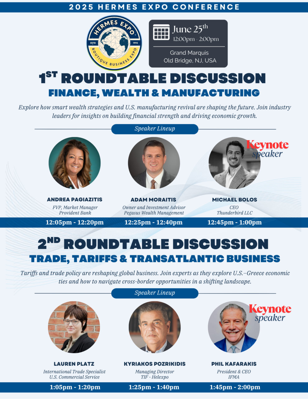 Keynote speakers at Greek-American business conference