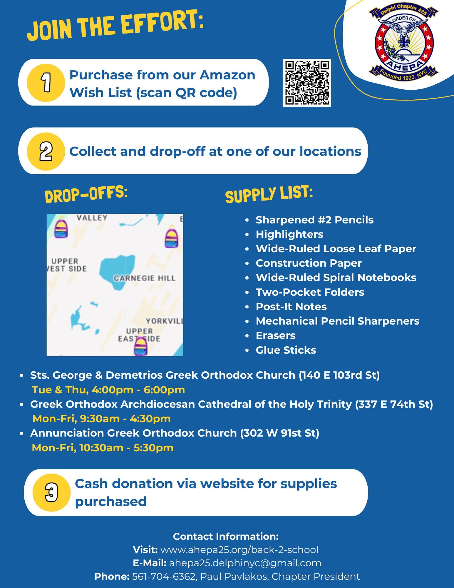 AHEPA Delphi 25 Hosts NYC Back-to-School Supply Drive to Support Harlem Public Schools