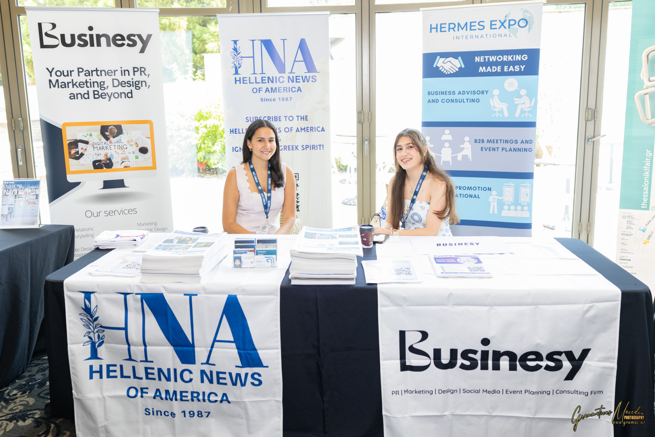 Attendees networking at the 34th Annual Hermes Expo in Old Bridge, New Jersey, celebrating Greek-American business and culture.
