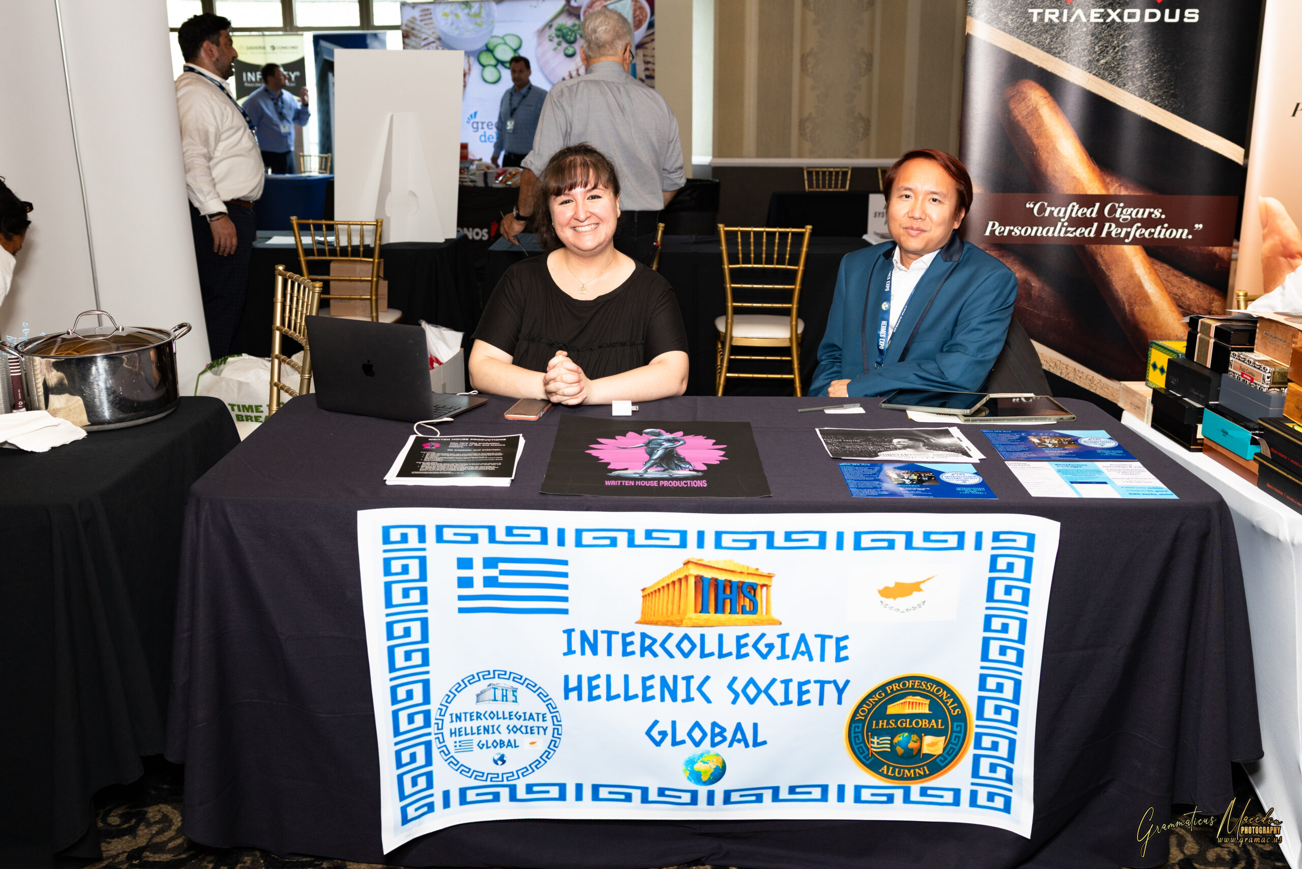 Attendees networking at the 34th Annual Hermes Expo in Old Bridge, New Jersey, celebrating Greek-American business and culture.