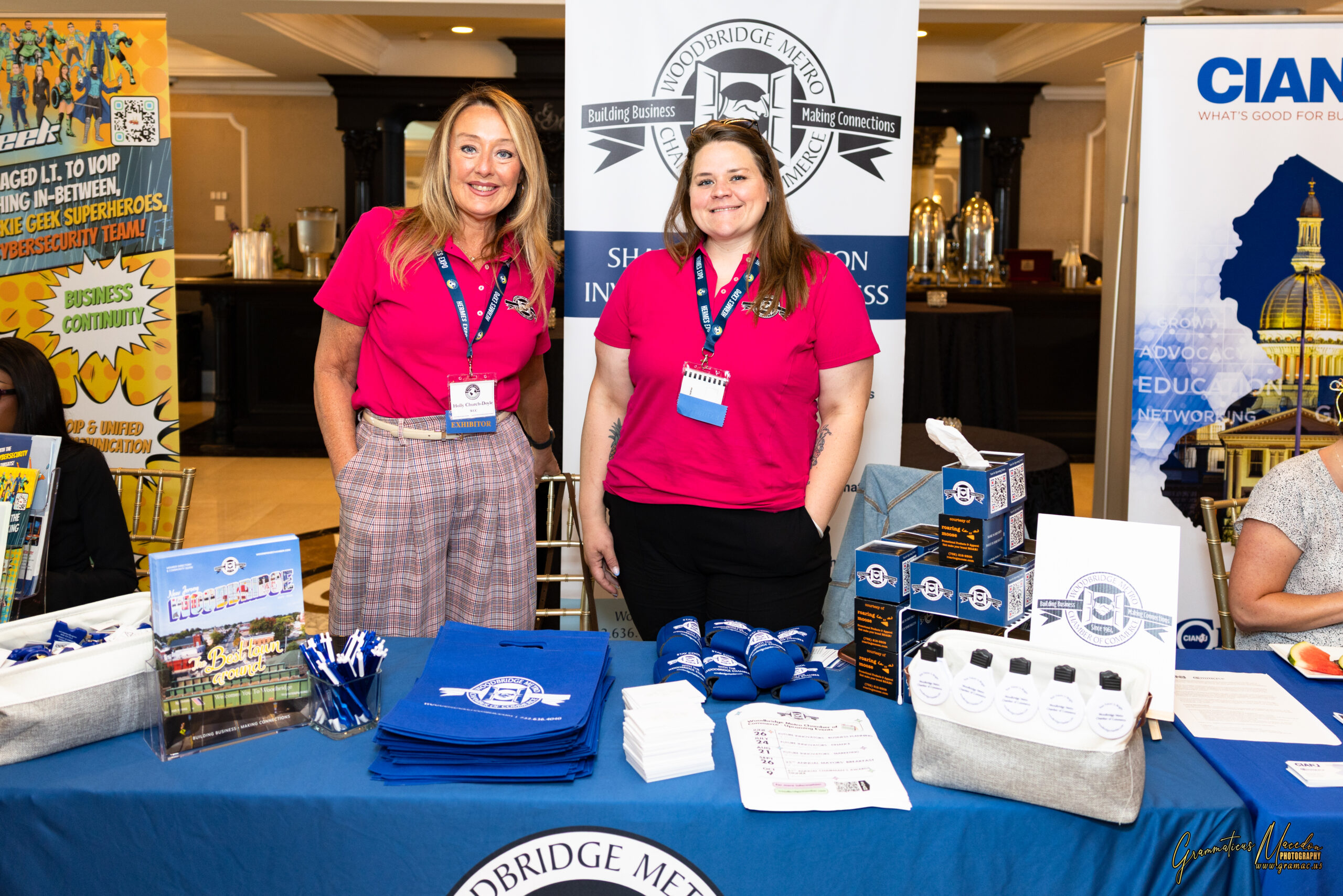 Attendees networking at the 34th Annual Hermes Expo in Old Bridge, New Jersey, celebrating Greek-American business and culture.