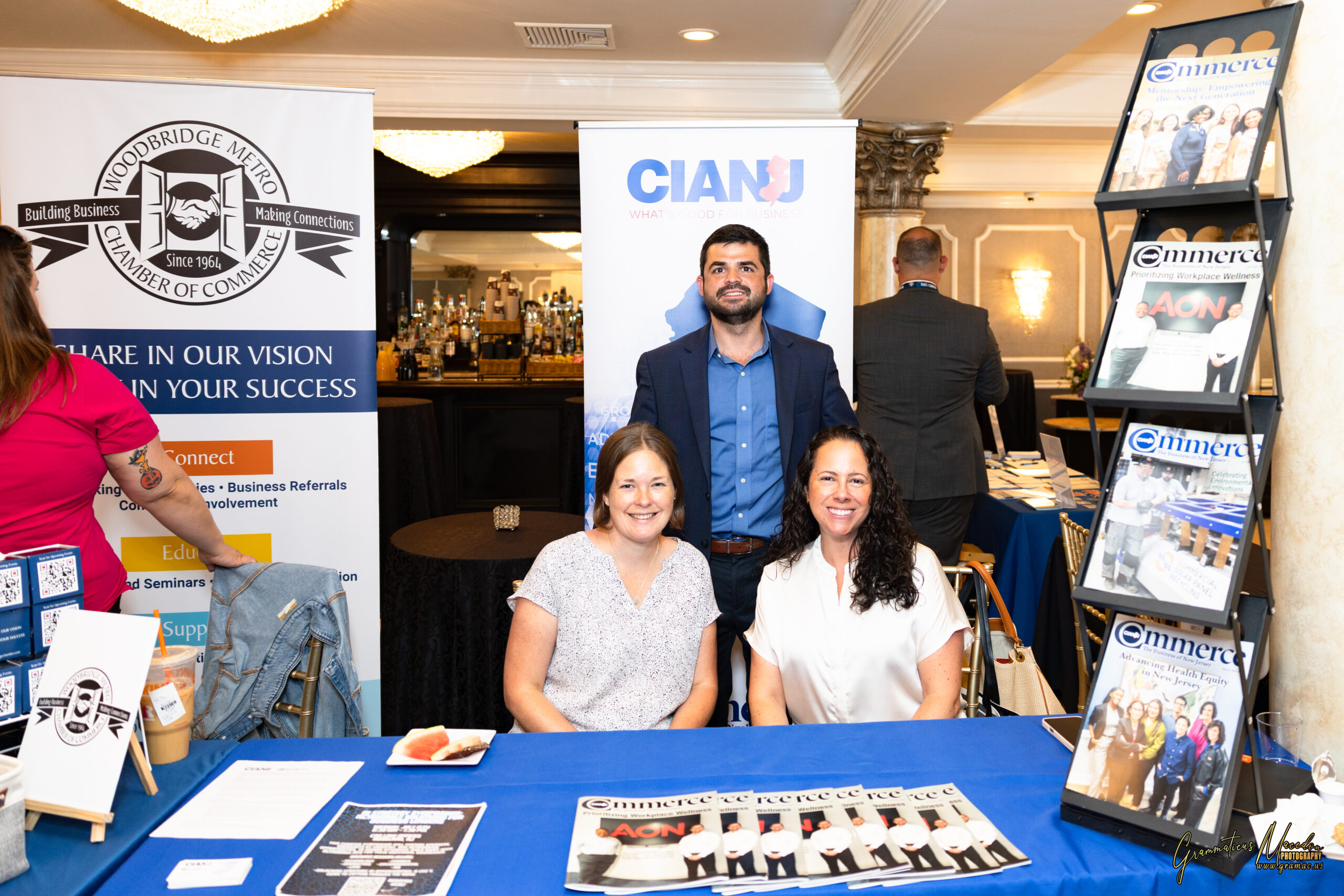 Attendees networking at the 34th Annual Hermes Expo in Old Bridge, New Jersey, celebrating Greek-American business and culture.