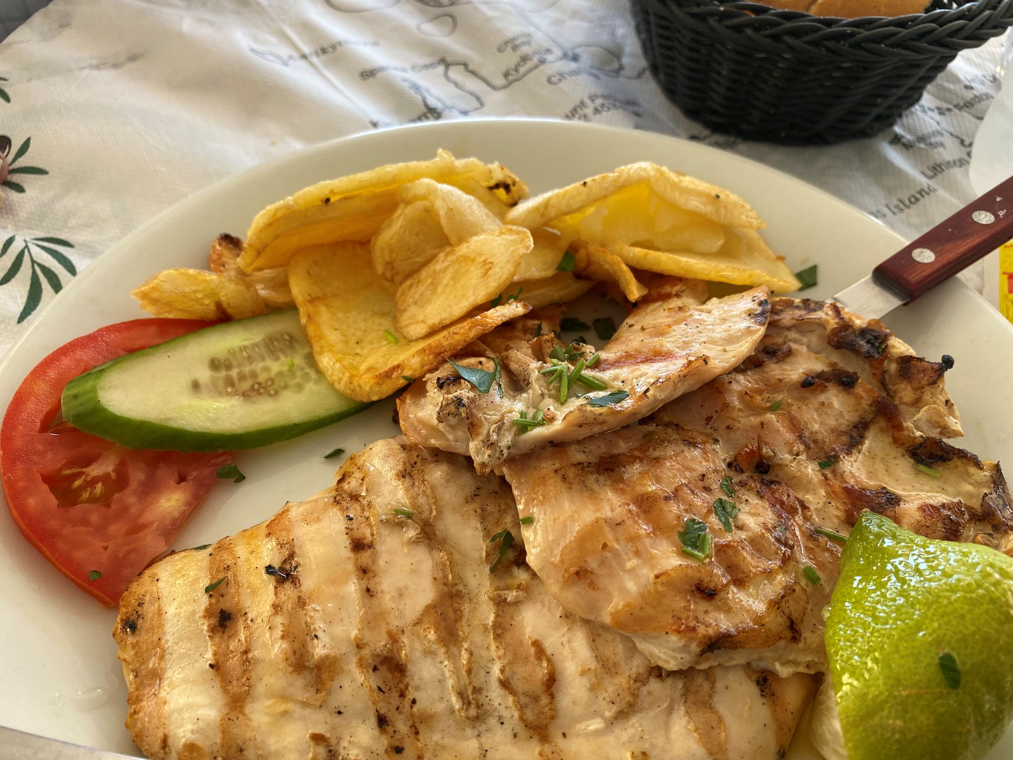Lunch at the “Lions” Matala Beach restaurant