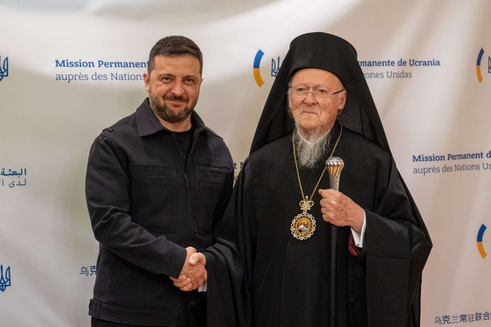 On Sept. 22, 2025, during the United Nations General Assembly’s 80th session, Ecumenical Patriarch Bartholomew met with President of Ukraine Volodymyr Zelenskyy. (Archons/Orthodox Observer/J. Mindala)