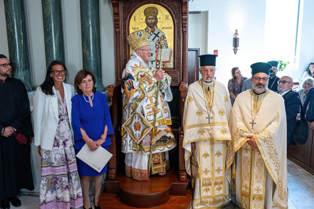 Father Alex and Presbytera Xanthi are joined by Father Constantine and Presbytera Anastasia Lazarakis, upon learning that His All-Holiness elevated the parish status from Church to Cathedral.