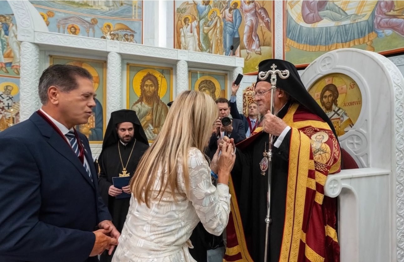 Ecumenical Patriarch Bartholomew at the St. Nicholas Greek Orthodox Church and National Shrine during the doxology service