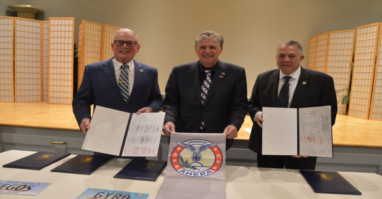 RHODE ISLAND AHEPA CHAPTERS, STATE SENATOR LOU RAPTAKIS AND CONSUL GENERAL OF GREECE SYMEON TEGOS UNVEIL HELLENIC HERITAGE AND AHEPA MOTOR VEHICLE LICENSE PLATE RHODE ISLAND AHEPA CHAPTERS, STATE SENATOR LOU RAPTAKIS AND CONSUL GENERAL OF GREECE SYMEON TEGOS UNVEIL HELLENIC HERITAGE