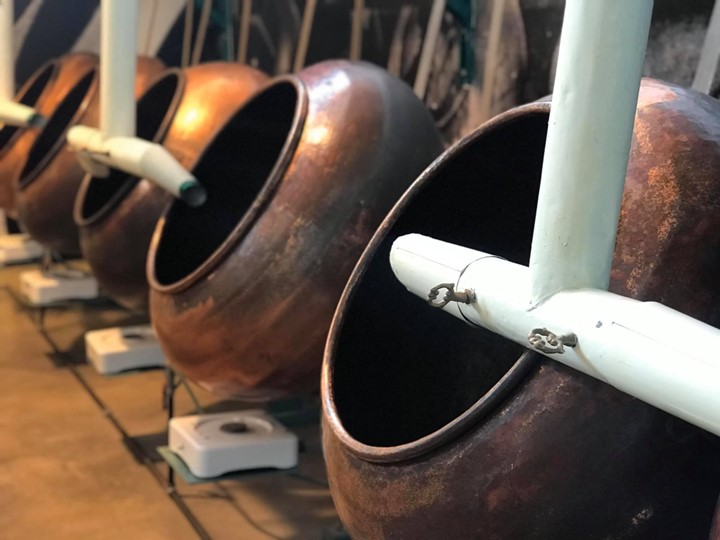 Some cauldrons for melting mastiha on display in the museum