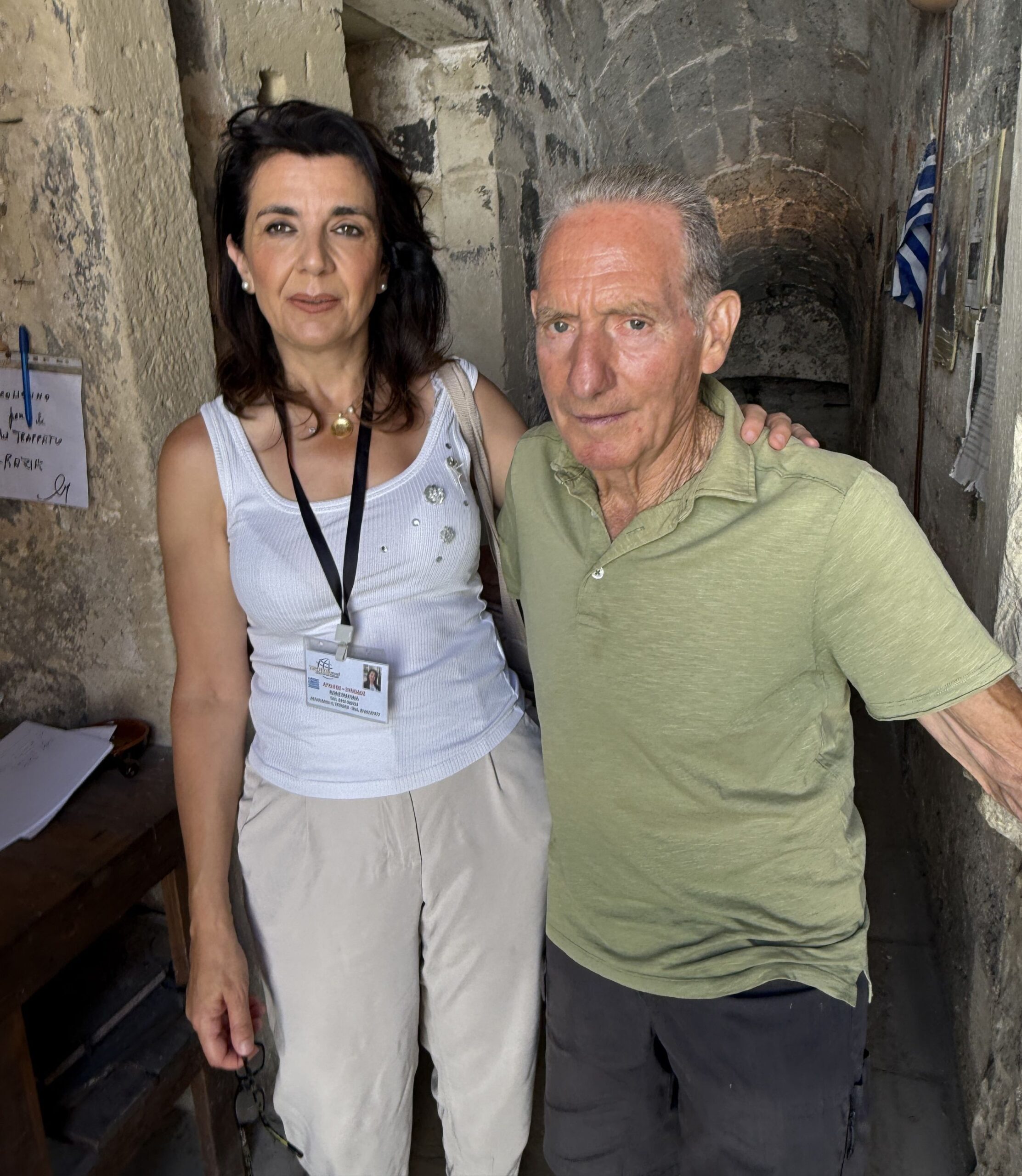 Guide Konstandina Savvopoulou with Mr. Gaetano at the House-Museum of Peasant Civilization and Griko Culture, Calimera, Puglia