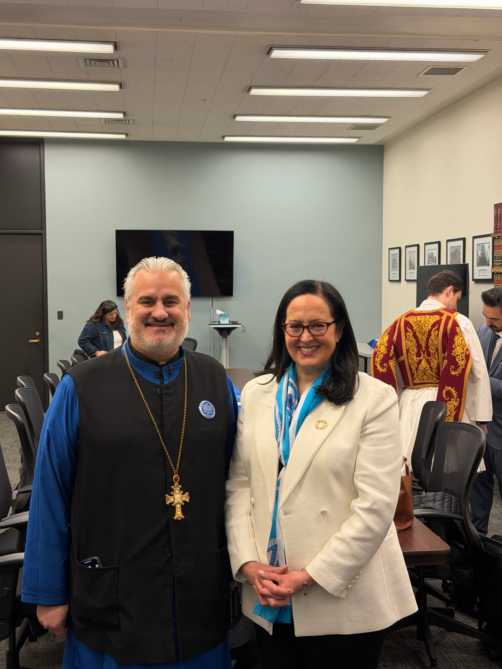 Father Andreas Georganas. St Demetrios Greek Orthodox Church, Chicago gave the opening prayer and sang the greek national anthem