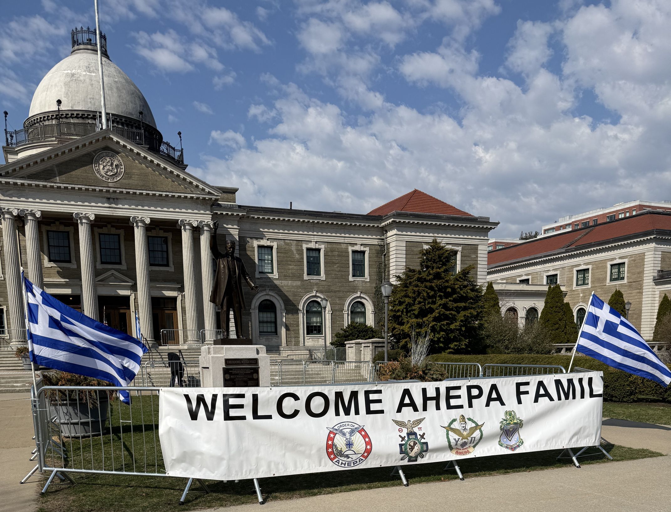 Theodore Roosevelt Executive Building, Nassau County, Mineola, NY honors AHEPA and Greek Independence Day