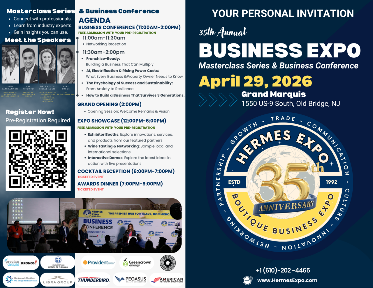 Hermes Expo April 29 in New Jersey Premier Business Networking Event Hermes Expo 2026 will take place on April 29 in New Jersey, bringing together professionals, entrepreneurs, and business leaders for a full-day business networking event and conference.