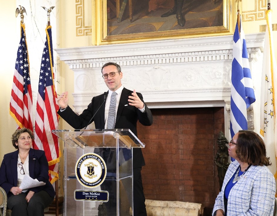 Assumption Parish Council President Andrea Vastis, Consul General of Greece Boston Symeon Tegos and Lt. Gov. Sabina Matos at the celebration.