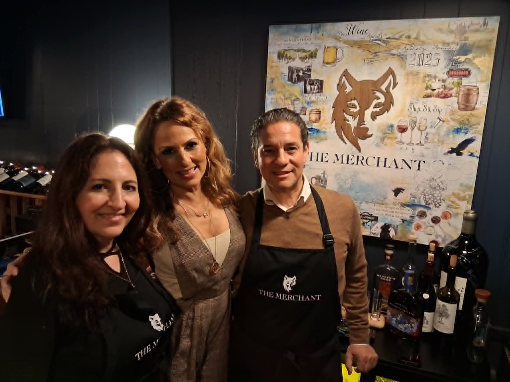 L-R: Cathy Demetropoulos, model/TV host Patricia Kara, and Joseph Nebolsky de Ochoa at The Merchant