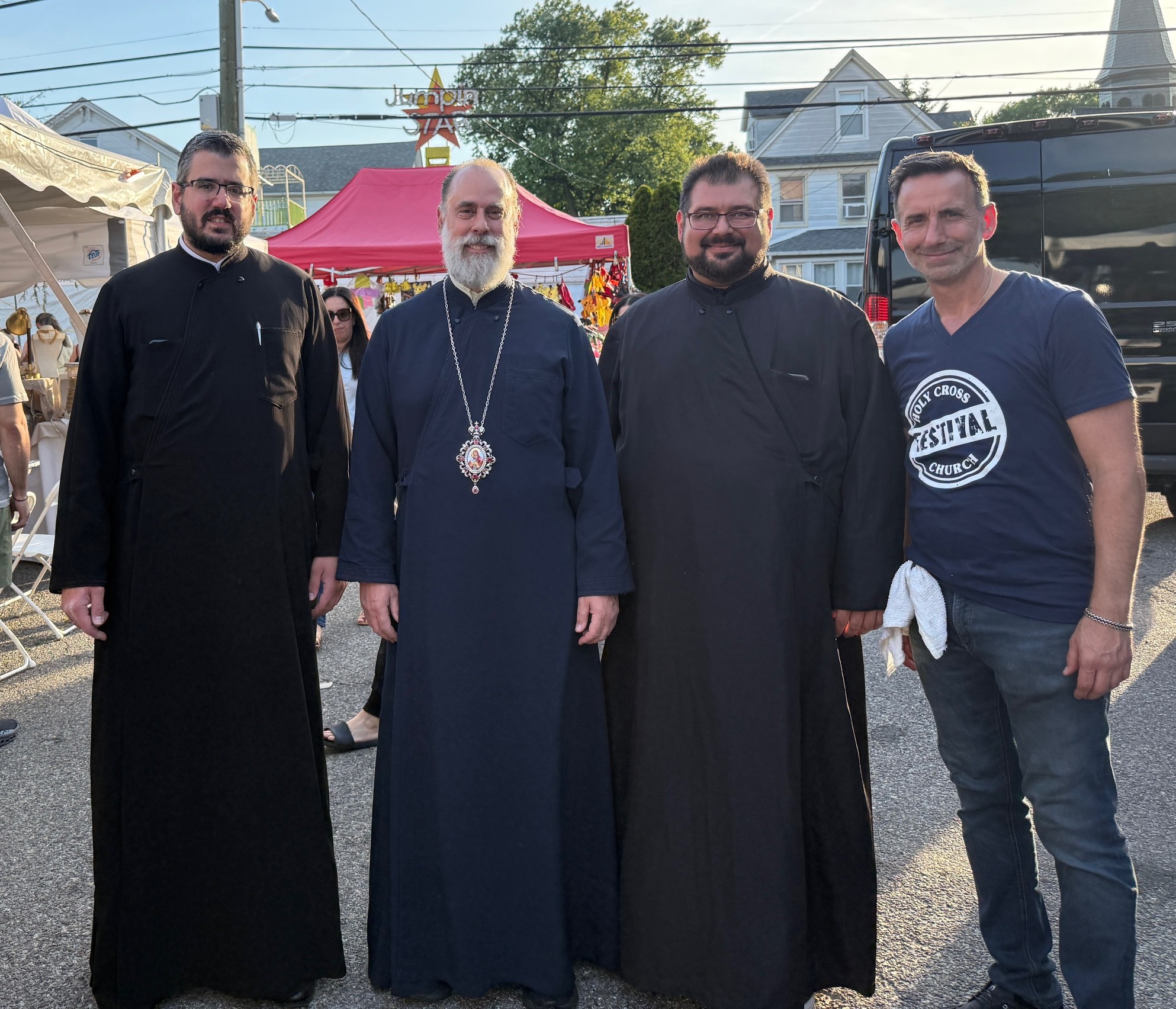 His Grace, Bishop Nektarios of Diokleia (2nd from left) with clegy and Festival Chairperson George Isaakidis (4th from left)
