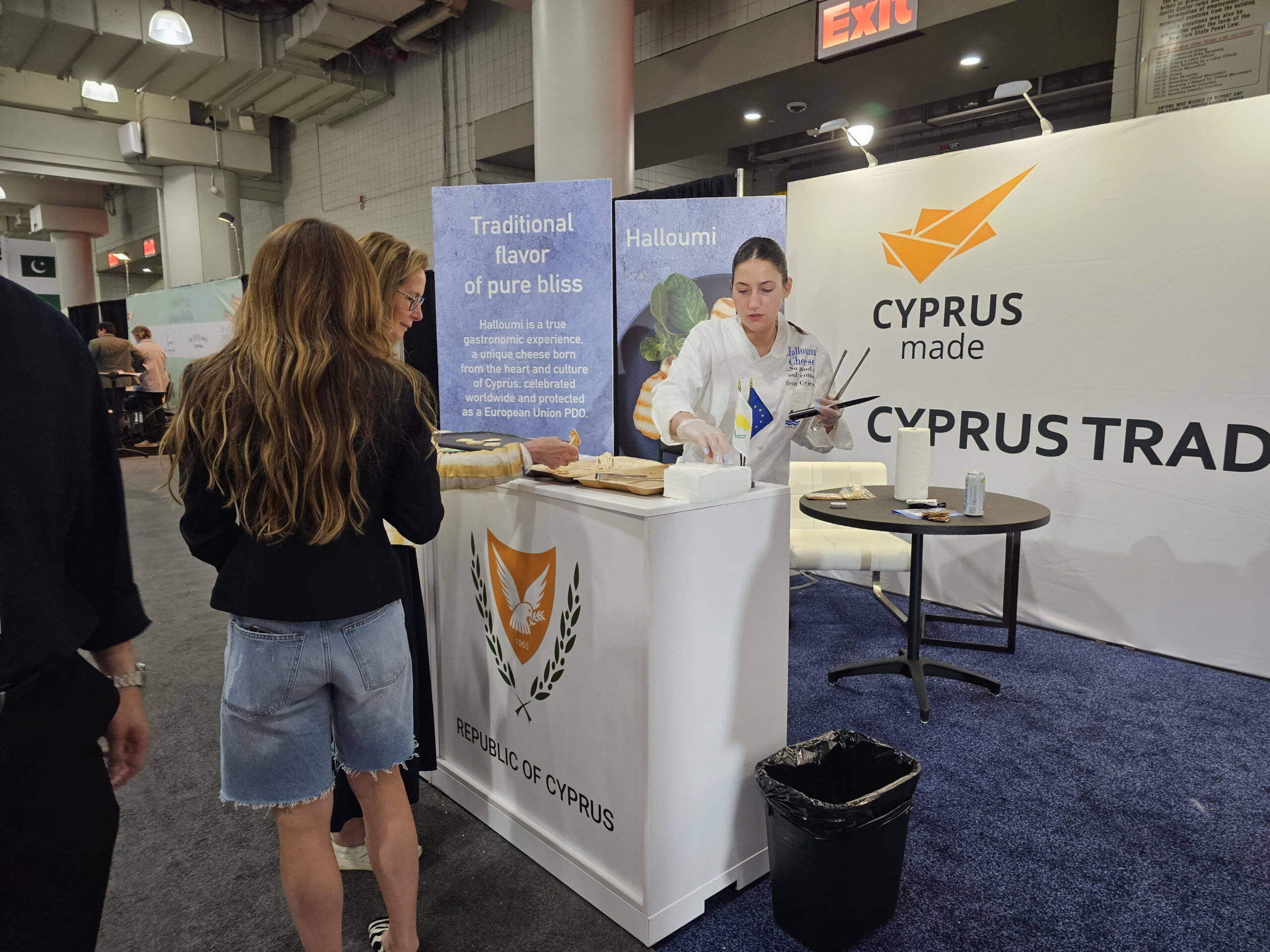 Visitors tasting traditional Cypriot Halloumi cheese