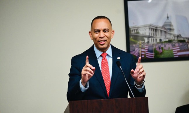 House Minority Leader Jeffries addresses the group